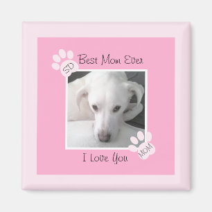 Foto Niedlicher weißer Hund Monogramm rosafarbene  Magnet