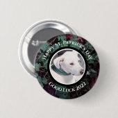 Foto Niedlicher weißer Hunde Grüne Kleeblätter Button (Vorne & Hinten)