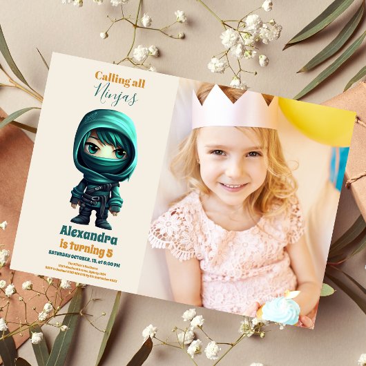 Foto Ninja Birthday Karate Party Einladung