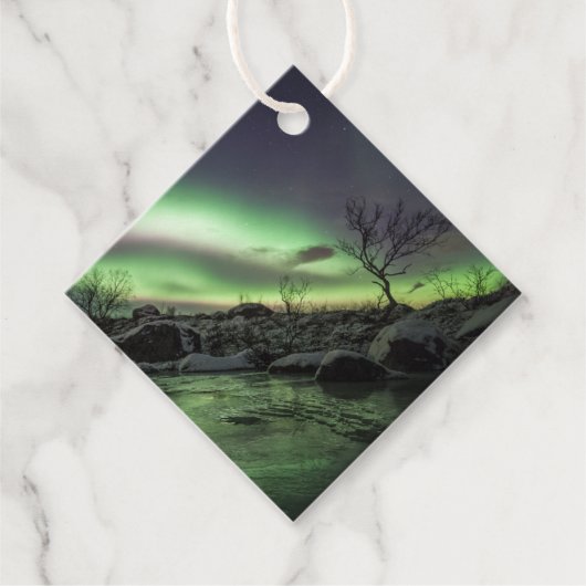Foto Nordlichtlandschaft Geschenkanhänger (Vorderseite)