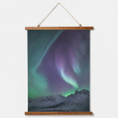 Foto Nordlichtlandschaft Wandteppich Mit Holzrahmen (Vorderseite)