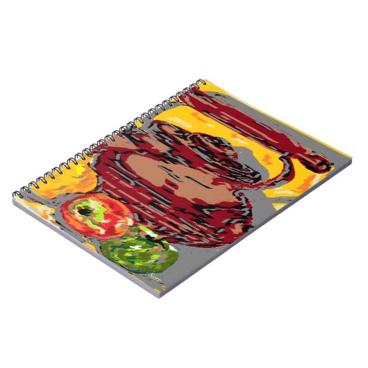 Foto Note Book Still Life Tee Wasserkocher mit Obs Notizblock (Linke Seite)