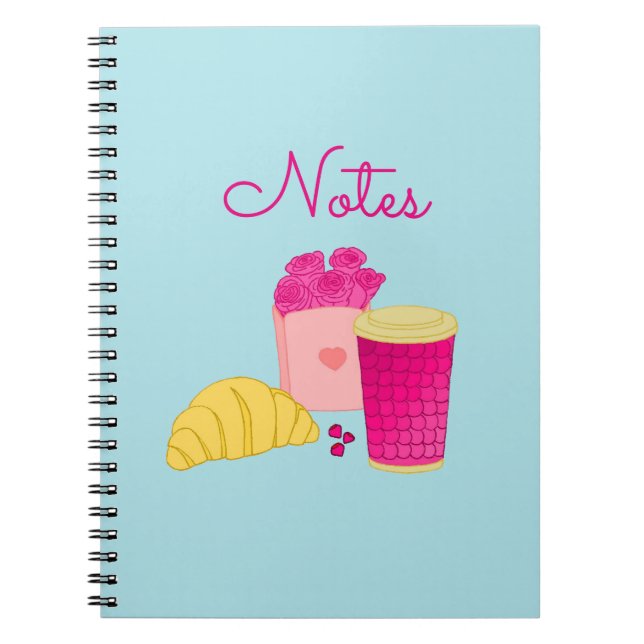 Foto Notebook mit rosa Frühstücksdesign Notizblock (Vorderseite)