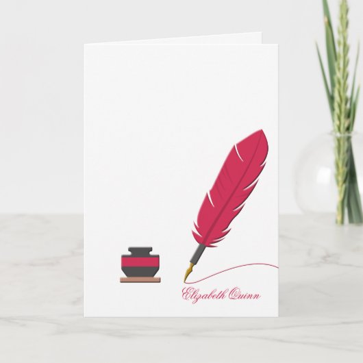 Foto Notecard Inkwell und Feather Pen Stationery Dankeskarte (Vorderseite)
