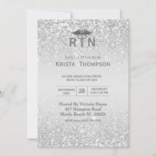 Foto Nurse Abschluss Silver Einladung (Vorderseite)