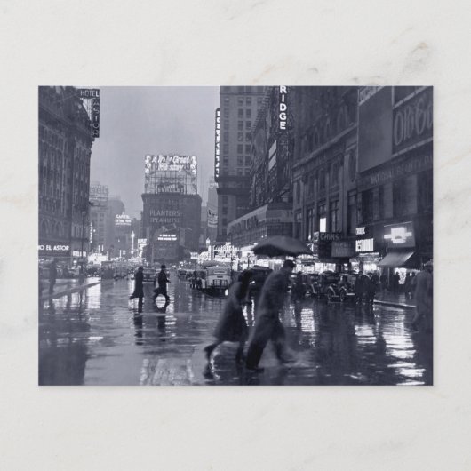 Foto: NYC der 40er Jahre im Regen Postkarte (Vorderseite)