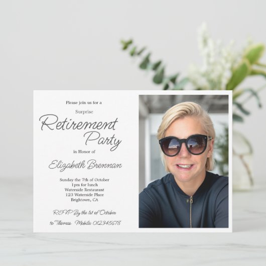 Foto Ocean Beach Blue Modern Einladung (Stehend Vorderseite)