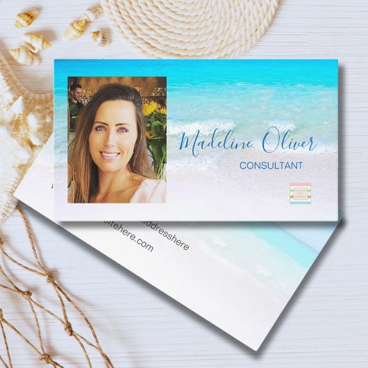 Foto Ocean Beach Travel Logo Blue Visitenkarte