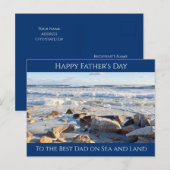 Foto Ocean Waves Best Vater Navy Blue Postkarte (Vorne/Hinten)