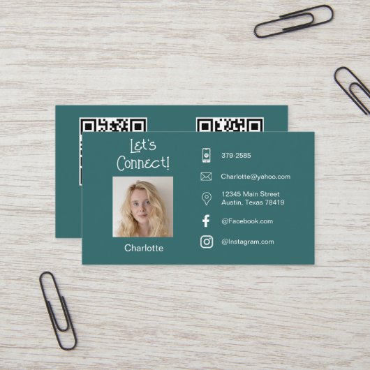 Foto, OCR-Codes für soziale Medien, soziale Inform Visitenkarte (Vorderseite/Rückseite Beispiel)