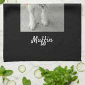 Foto- oder Kindername, Schwarz anpassen Geschirrtuch (Gefaltet)