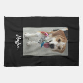 Foto- oder Kindername, Schwarz anpassen Geschirrtuch (Horizontal)