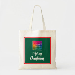 Foto oder Logo hochladen Frohe Weihnachtstypografi Tragetasche