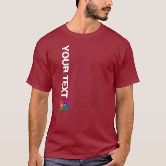 Foto- oder Logo-Maroon-Rote Vorlagenbildschirme T-Shirt (Vorderseite)