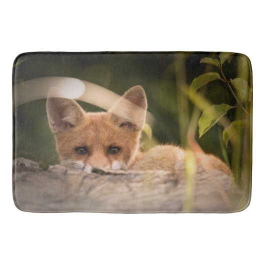 Foto of a Cute Little Orange Fox Badematte (Vorderseite)