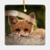 Foto of a Cute Little Orange Fox Keramikornament (Vorderseite)