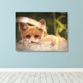 Foto of a Cute Little Orange Fox Leinwanddruck (Insitu (Holzboden))
