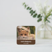 Foto of a Cute Little Orange Fox Quadratische Visitenkarte (Stehend Vorderseite)