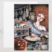 Foto of Magic Hexe Kitchen Pumpkin Cat Art Card (Vorne/Hinten)