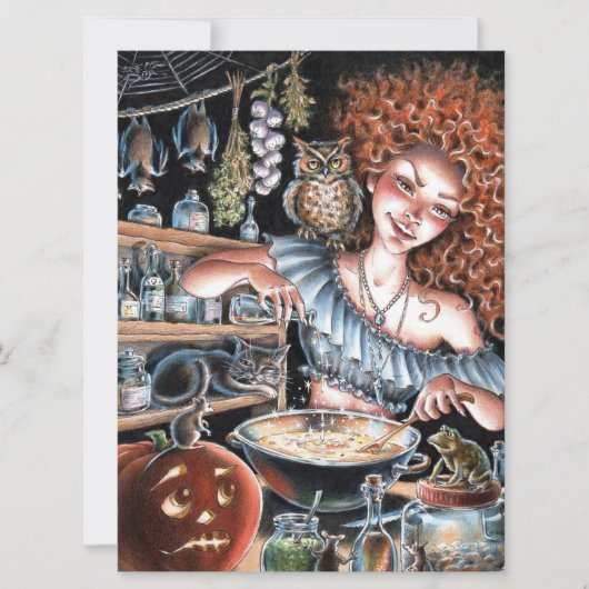 Foto of Magic Hexe Kitchen Pumpkin Cat Art Card (Vorderseite)