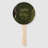 Foto Olive Green Gold Agate Script Hochzeit Fächer (Rückseite)
