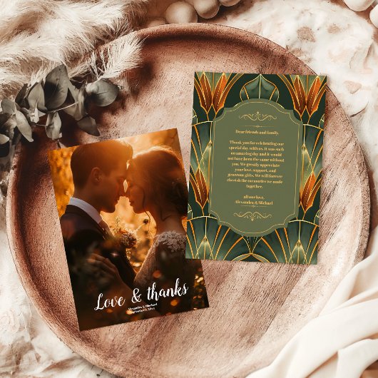 Foto Olivenweg Verzierte Hochzeit Dankeskarte