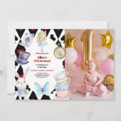 Foto Onederland Alice im Wunderland 1. Geburtstag Einladung (Vorderseite)