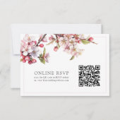 Foto Online-UAWG QR-Code Cherry Blossom Hochzeit RSVP Karte (Vorderseite)