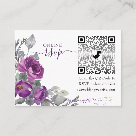 Foto Online-UAWG QR-Code Lila Hochzeitflora Begleitkarte (Vorderseite)