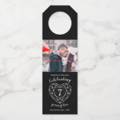 Foto Onyx Edelsteinherz zum 7. Geburtstag Flaschenanhänger (Vorderseite)