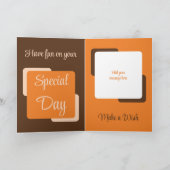 Foto-Orange-Geburtstag, Bruder mit Rechtsbezeichnu Karte (Innenseite)