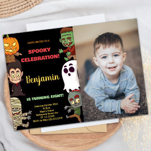 Foto Orange Halloween Geburtstagseinladungen Einladung