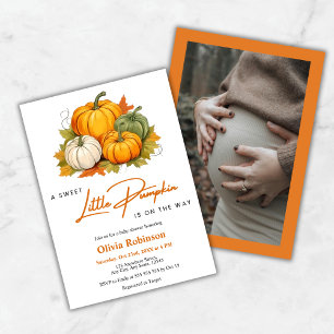 Foto Orange Herbst Ein kleines Pumpkin Baby Dusche Einladung