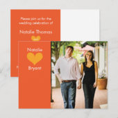 Foto Orange Herz Save the Date Postkarte 2 (Vorne/Hinten)