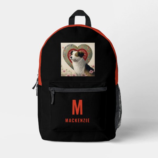 Foto Orange Monogramm Personalisiert Bedruckter Rucksack (Vorderseite)