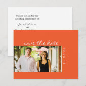 Foto Orange Save the Date Postkarte 2 (Vorne/Hinten)
