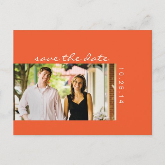 Foto Orange Save the Date Postkarte 2 (Vorderseite)
