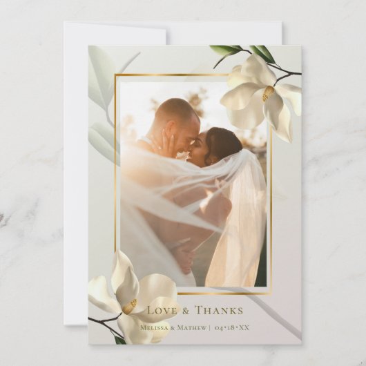 Foto Oriental Magnolia Wedding Dankeschön Karte (Vorderseite)