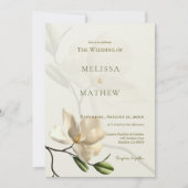Foto Oriental White Magnolia Hochzeit Einladung (Vorderseite)