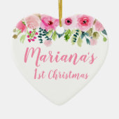 Foto Ornament Baby's 1. Weihnachts Pink Blütenbrau (Vorne)