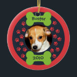 Foto-Ornament Keramikornament<br><div class="desc">Ein bezauberndes Foto für Ihr Haustier! Es bietet Hundeschlittendrucke und Hundeschöpsel. Sehr lustig.</div>