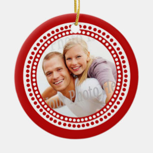 Foto Ornament mit Monogramm Rot