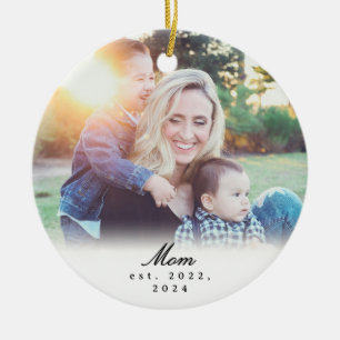 Foto-Ornament mit schwarzem weißen Schriftzug für Keramik Ornament