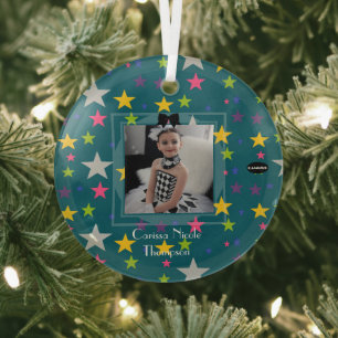 Foto Ornament mit Sternen und Name HAMbyWG Aus Glas