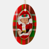 Foto - Oval Red Tartan Bilderrahmen Keramik Ornament (Rechts)