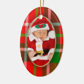 Foto - Oval Red Tartan Bilderrahmen Keramik Ornament (Links)