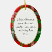 Foto - Oval Red Tartan Bilderrahmen Keramik Ornament (Hinten)