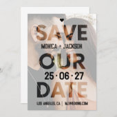 Foto Overlay Cutout Typografy Urban Wedding Save The Date (Vorne/Hinten)