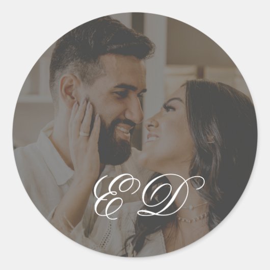 Foto-Overlay für die Schwarze Klassikkalligrafie Runder Aufkleber (Vorderseite)