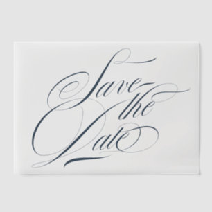 Foto-Overlay für Navy Blue Calligraphy Save the Da Pergament Einladungen